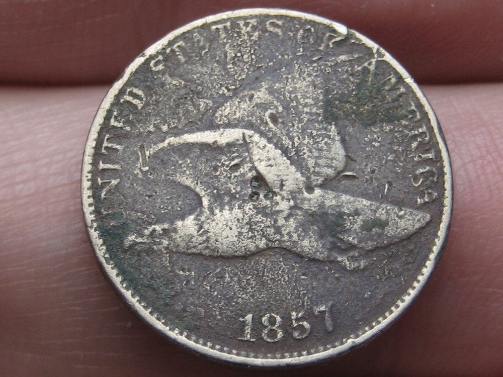 1857 Flying Eagle Penny One Cent- Fine/VF Details