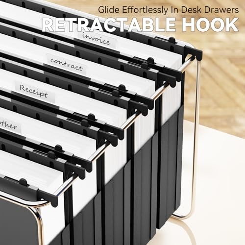 Plastic Hanging File Folder Expandable,Letter 12 Pack-black 2" Expansion