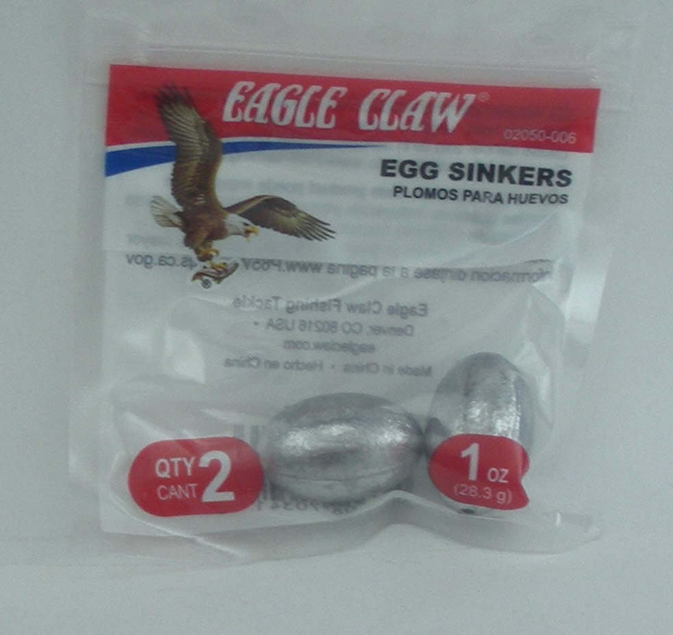 Eagle Claw 02050-006 Egg Lead Weights 2CT 1oz