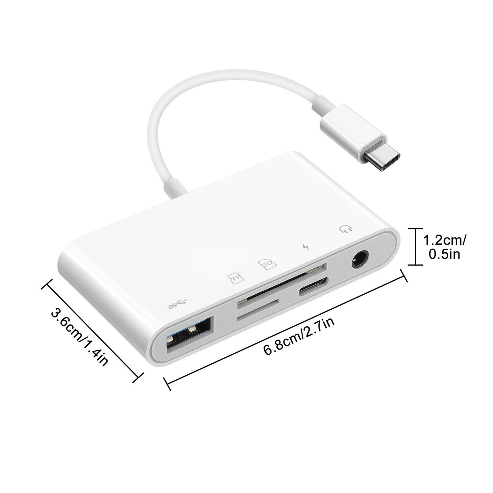 5-IN-1 USB-C/Type C Memory Card Reader Hub Adapter for Micro SD SDXC CF SDHC