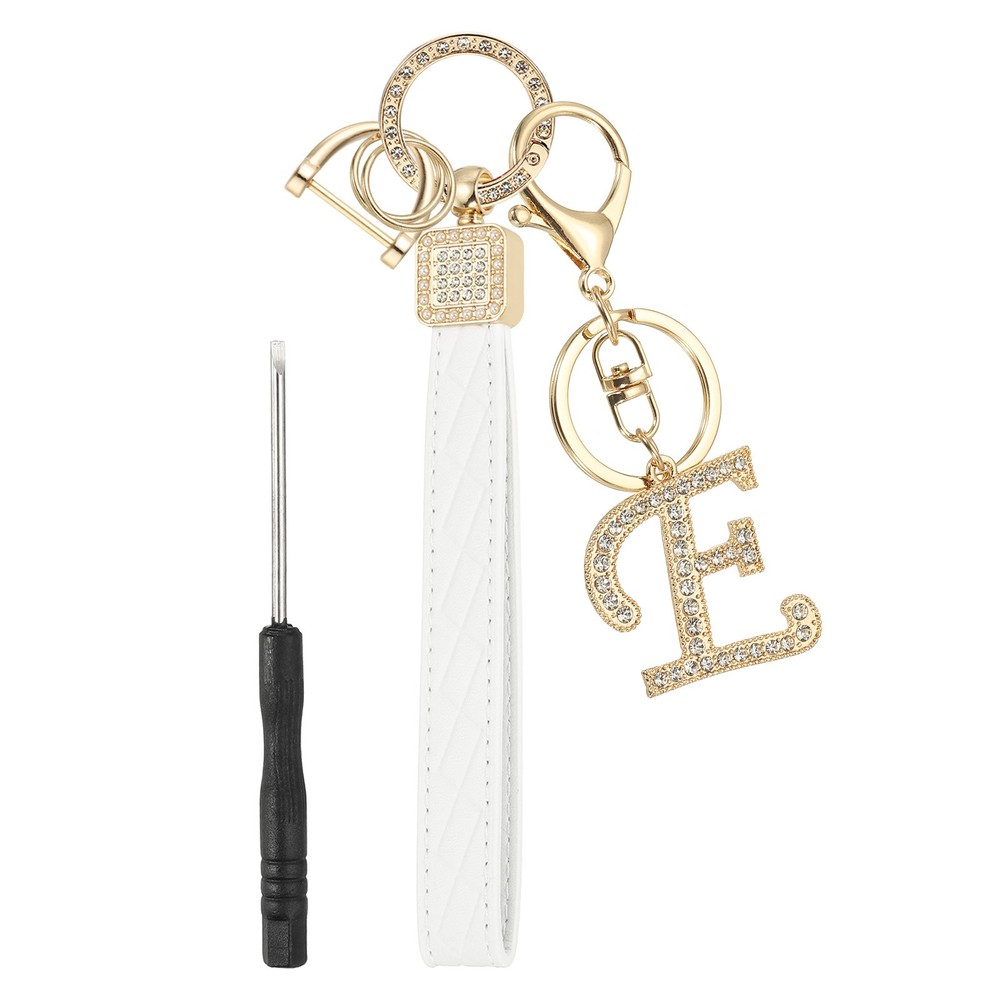Leather Wristlet Keychain, Chic Letter E Keychains