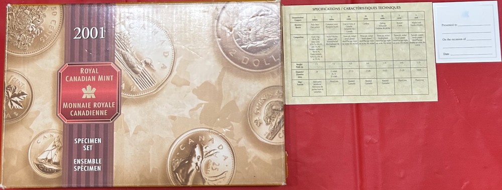2001 Canada Specimen Set Plus COA & Box