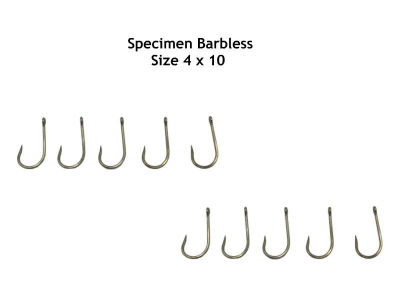 Barbless Carp Specimen Hooks Size 4 - Pack 10