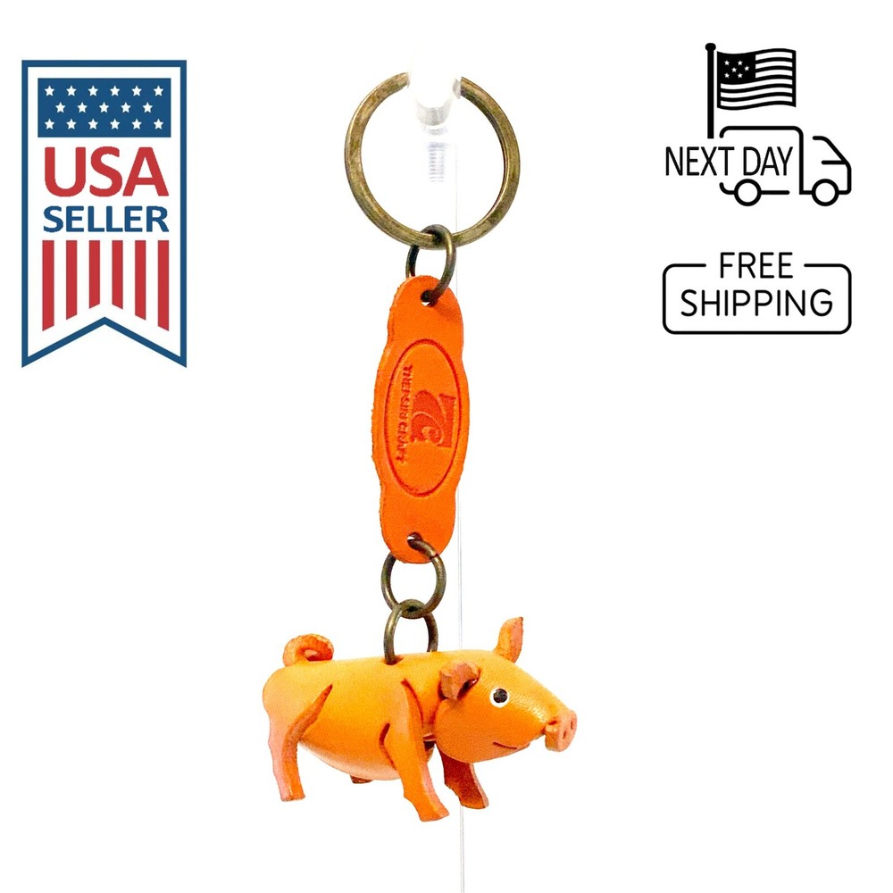 Pig Handmade Leather Keyring
