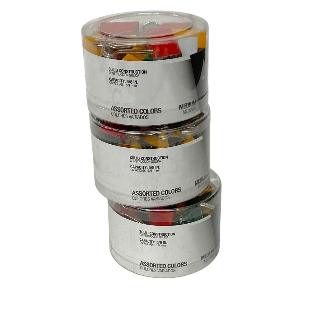 Binder Clips 274476 Medium 5/8 in Capacity, Assorted Colors, 24 Per Box, 3 Boxes
