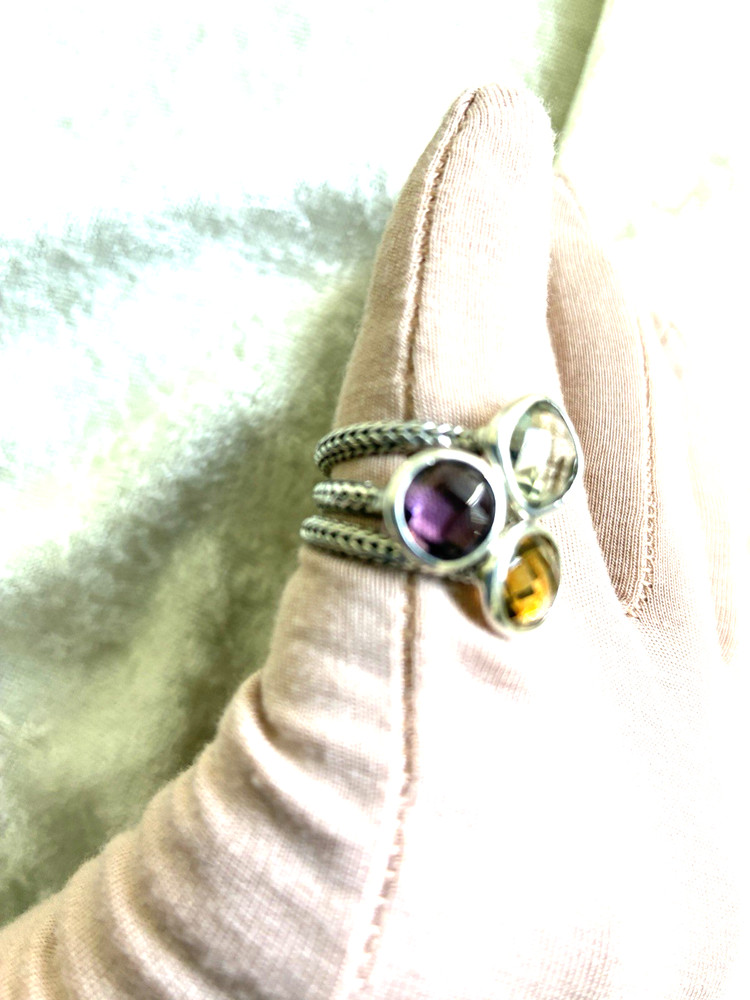 ROBERT MANSE STERLING SILVER MULTI-GEMSTONE STACK RING SET, SIZE 5, 6 (M5047-62)