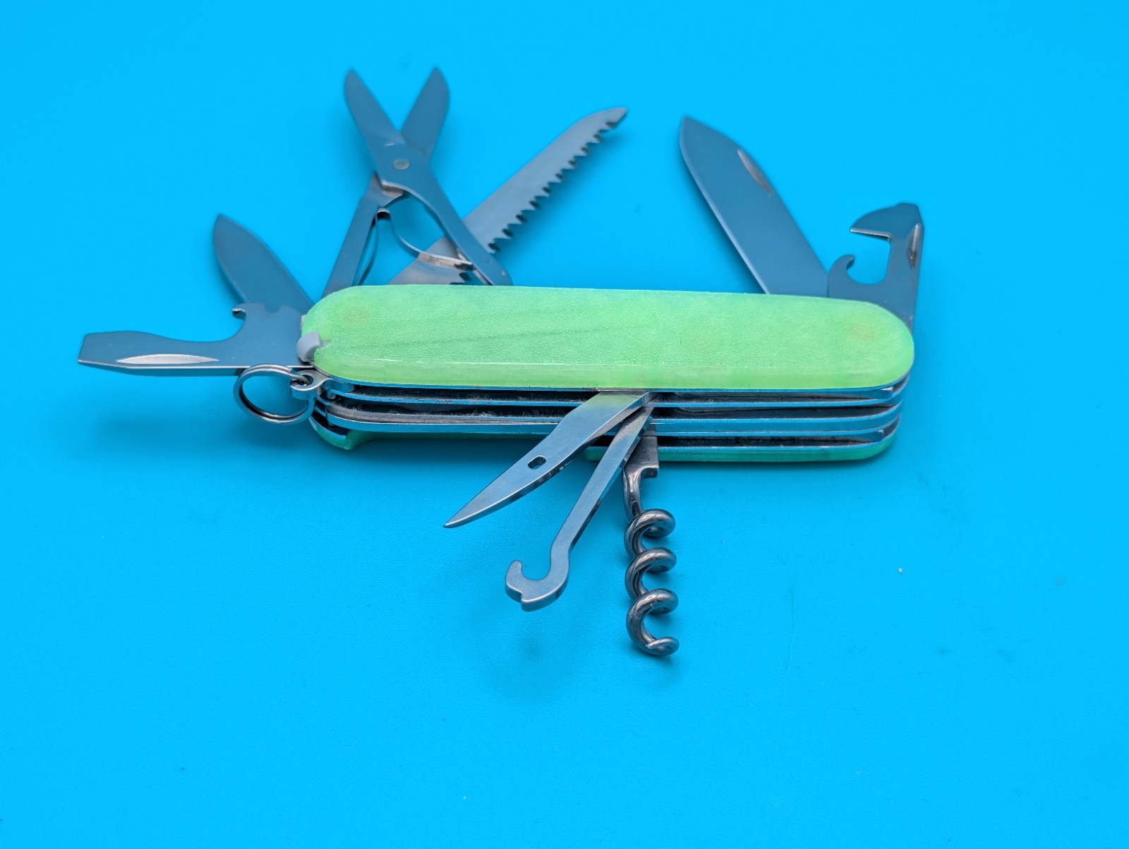 Custom Victorinox Huntsman Firefly Green Glow in the Dark Swiss Army Knife! 91mm