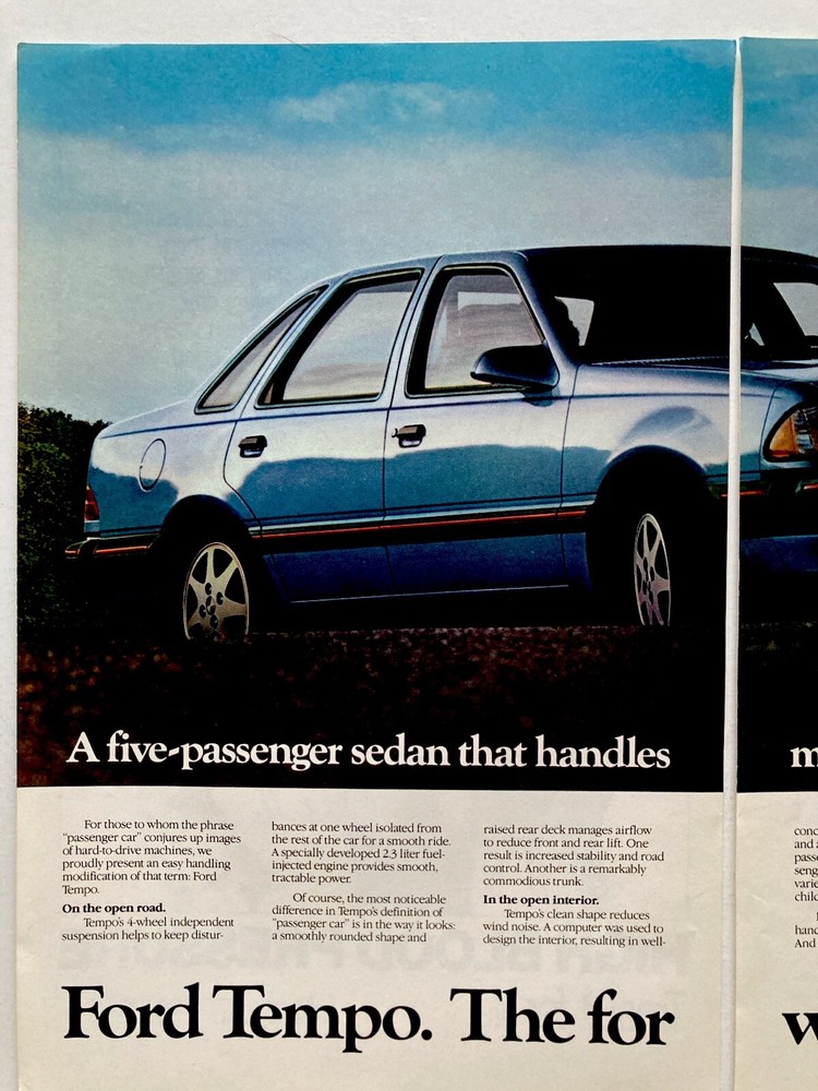 1985 Ford Tempo Two Page Print Ad