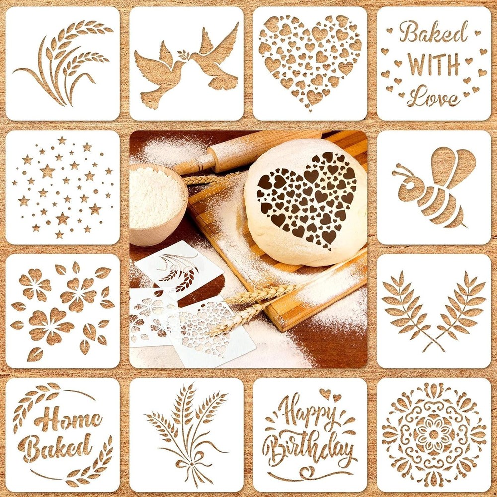 12 Pcs Stencil Bread Artisan Bread Stencils Baking Mold Set Cook Baking Template