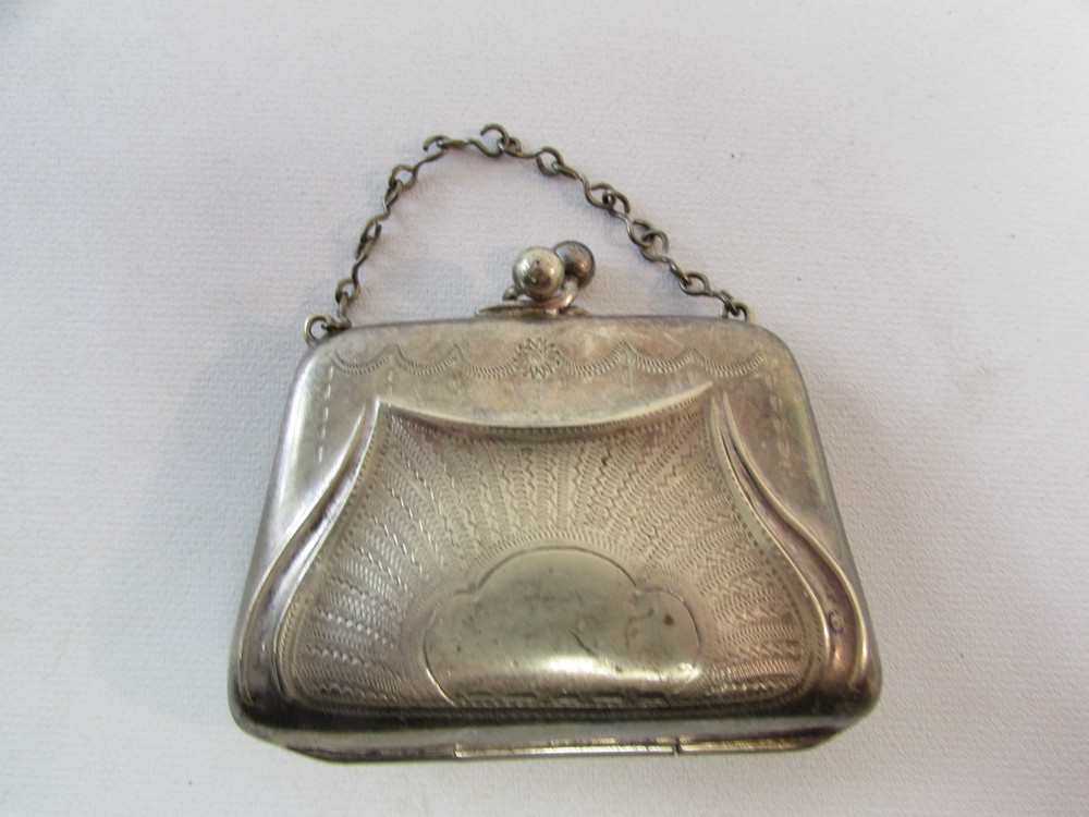 (ref288CDF) Small antique silver plated purse