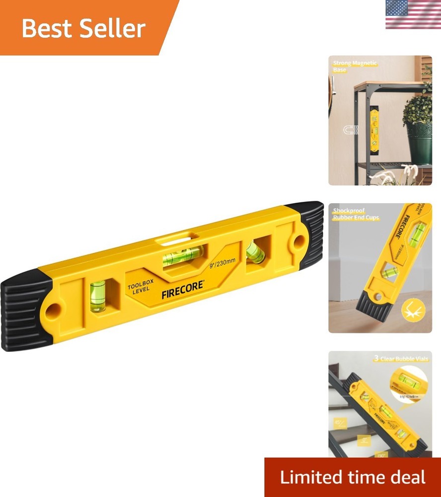 Precision 9-Inch Torpedo Level with Magnetic Base & Durable Build for Projects