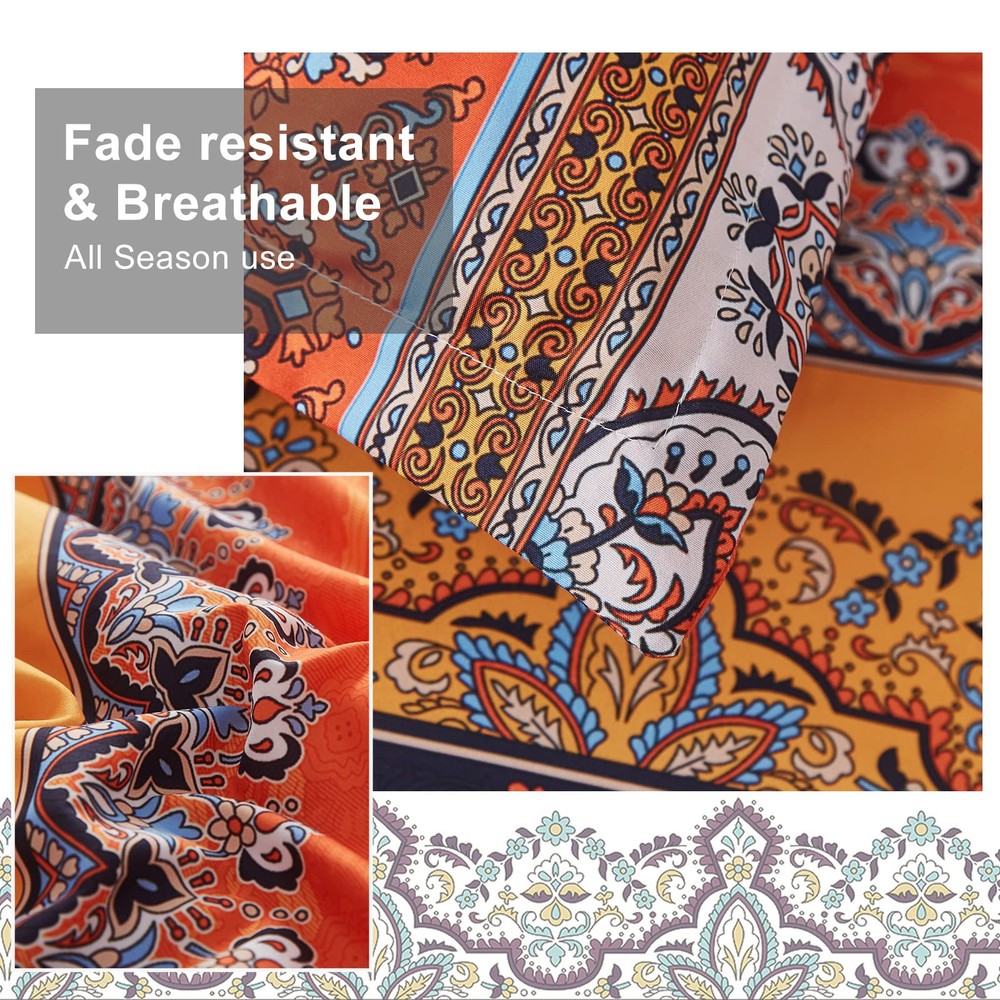 Cottolester Queen 8pc Boho Comforter Set Burnt Orange