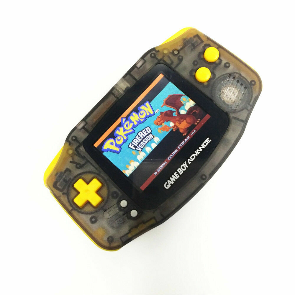 Clear Black Game Boy Advance GBA Console With IPS Backlight LCD-Yellow Buttons
