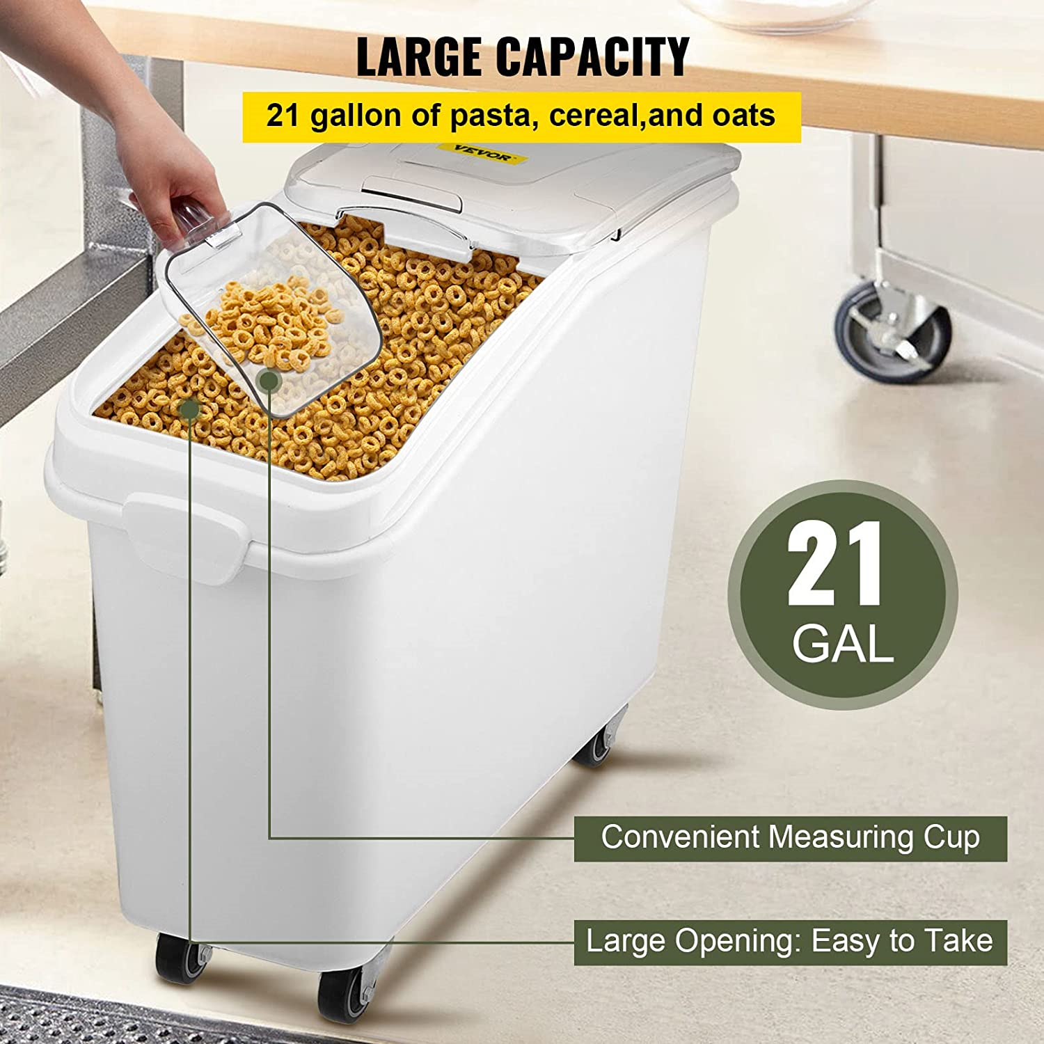 Mophorn 21 Gallon Ingredient Bin with Scoop 400 Cup Ingredient Bin with Sliding