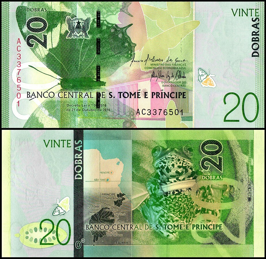 St. Thomas & Prince 20 Dobras, 2016, P-72, UNC
