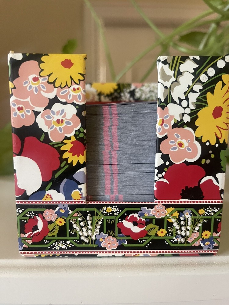 Vera Bradley Take Note Cube 4x4x4 Loose Leaf Stationary Notes Black Floral USED