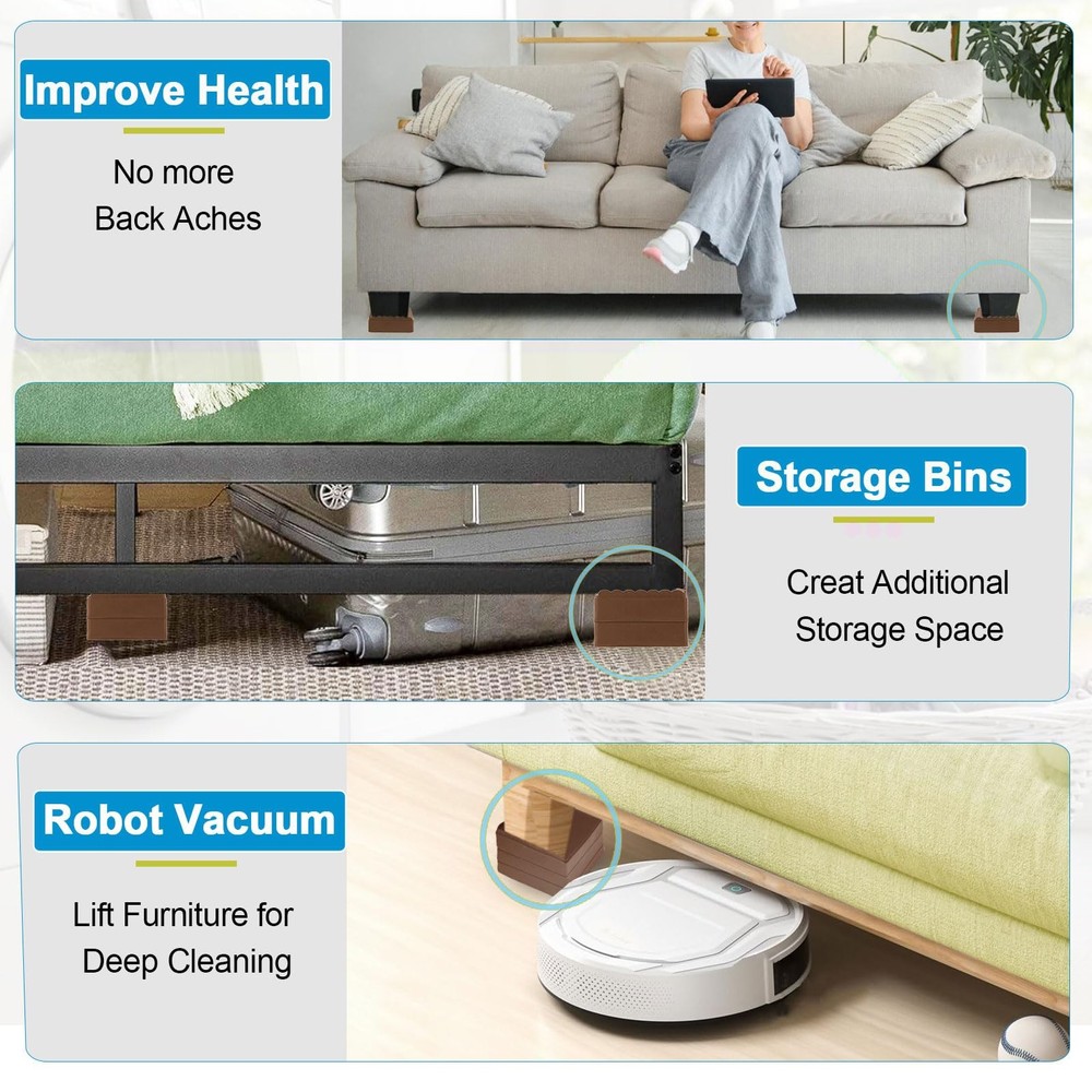 Heavy Duty Adjustable Bed Risers 1 2 3 4 Inch Stackable Furniture Riser Blocks B