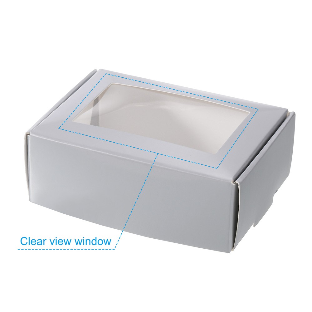 30Pack 3.5"x2.5"x1" Paper Soap Box with Window Soap Boxes Rectangle Silver