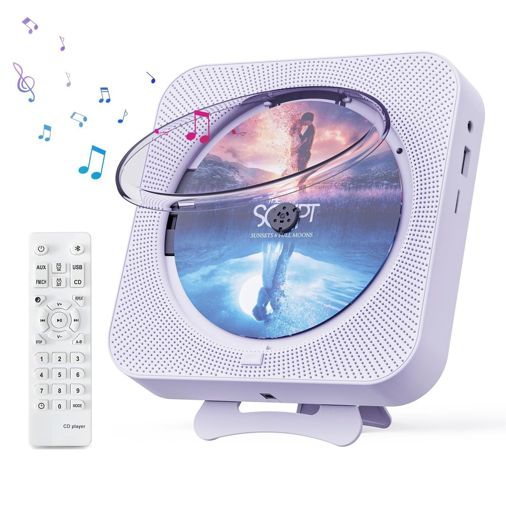 MICOCIOUS Portable CD Player with Bluetooth Desktop CD Player for Home CD Purple