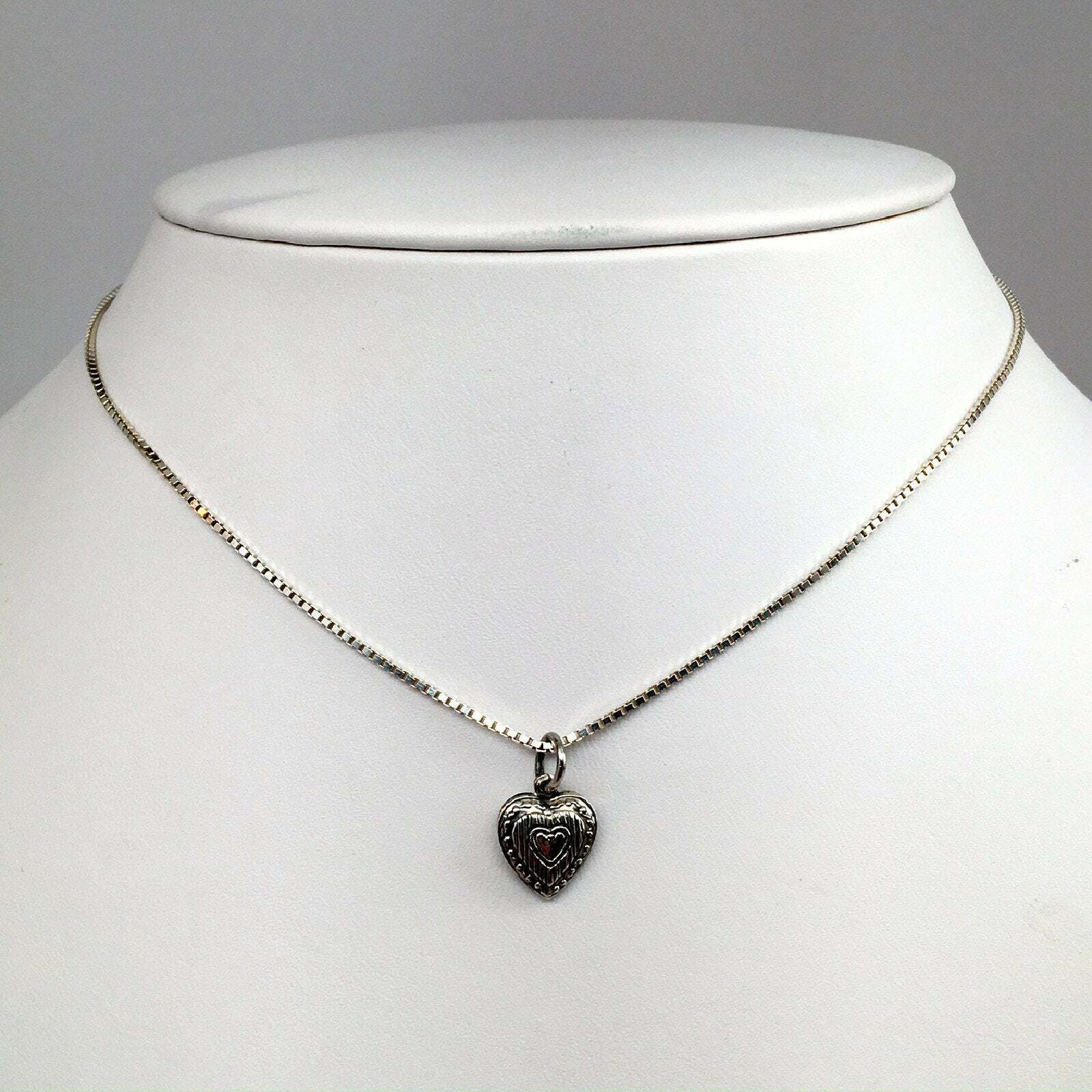 Sterling Silver HEART IN HEART Charm for Bracelet SMALL HEART Pendant PUFFY New