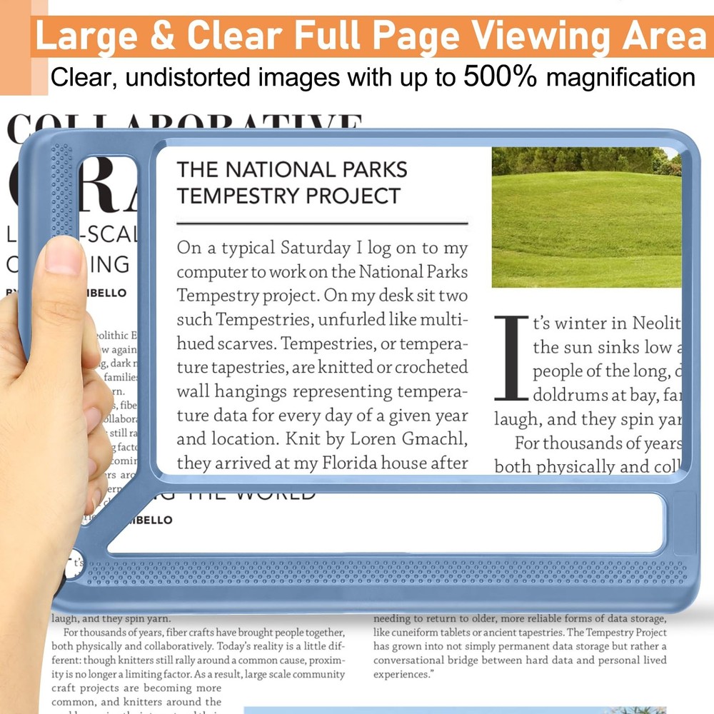 5X Full Page Magnifying Glass for Reading, Lightweight Rectangular Magnifier ...