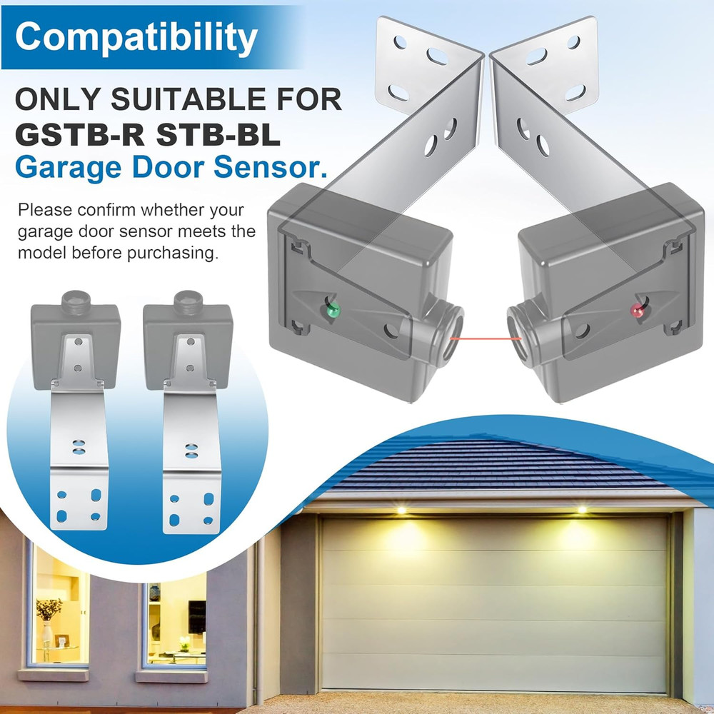 Sturdy Metal Garage Door Sensor Brackets - 2PCS Wall Mount Replacement Set