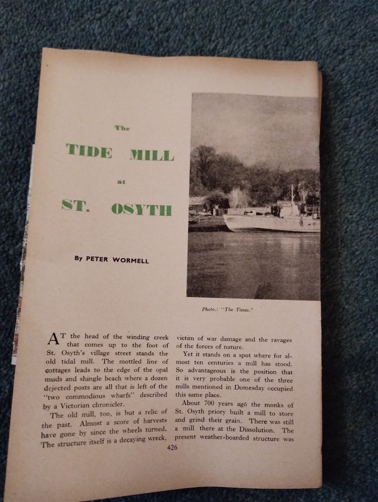 Sk263 Ephemera 1948 Article Tide Mill At St Osyth