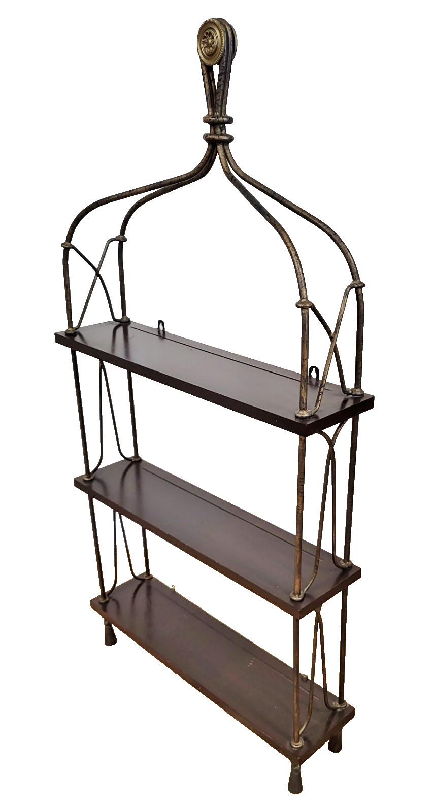 Vintage Mid-Century MODERN Rope & Tassel BRONZE Display Wall ETAGERE Bookshelf