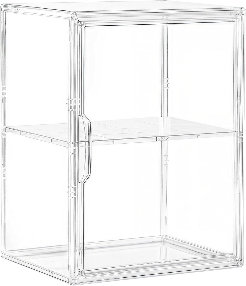 Acrylic Display Case for Collectibles, Adjustable 3-Layer Clear Storage Bin