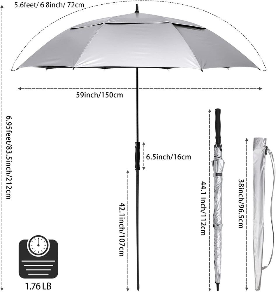 Vented UV Golf/Beach Umbrella 68" Arc, Auto Open Oversize Extra Large Windproof