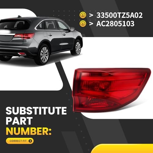 Tail Light Assembly Compatible with MDX 2014-2020 Passenger Side Rear Right