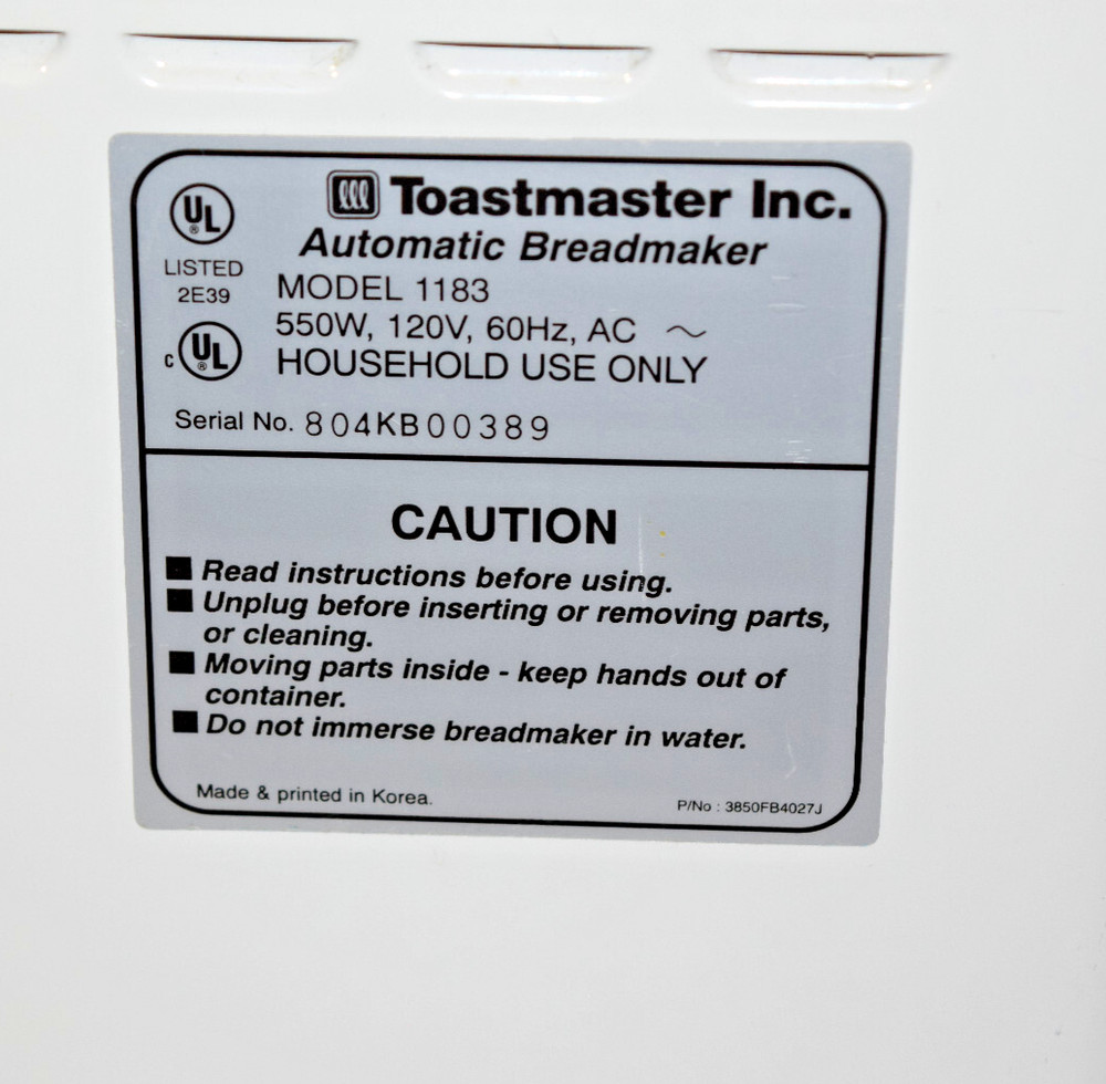 Toastmaster Corner Bakery Breads & Dessert MODEL 1183 Tested