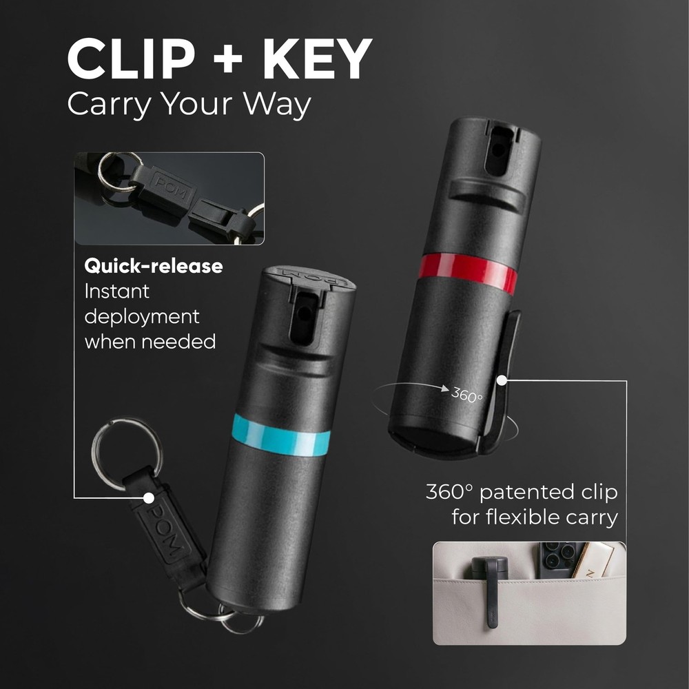 Pepper Spray Combo Pack Clip & Keychain - Maximum Strength OC Spray Self Defe...