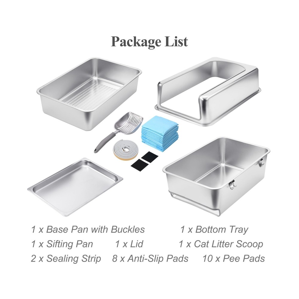 8" Sifting Pull-Out Cat Litter Box with Lid for Pine Pellets
