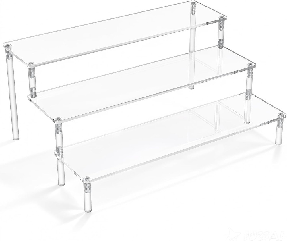 Acrylic Display Risers,Clear Display Risers Stand Small Mini Shelf 3 Tiered Cup