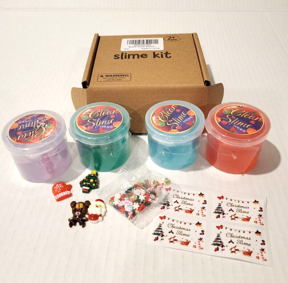 Butter Slime  Clear Christmas Theme 4 Pack