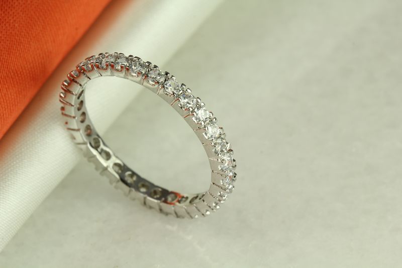 1.68 CT STERLING SILVER ROUND STACKED CZ ETERNITY BAND RING SZ 5-10 ❤thr❤ ~ET4~