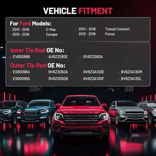 4pcs Front Inner & Outer Tie Rod Ends Kit Compatible with 2013-2018 C EV800898