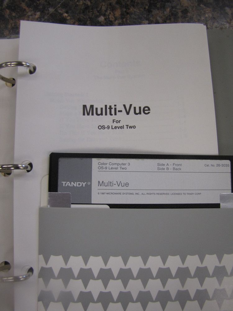 Tandy OS-9 Level 2 Multi-Vue Software & Manuals Binder 5.25" Disk CoCo 3 -MZ23