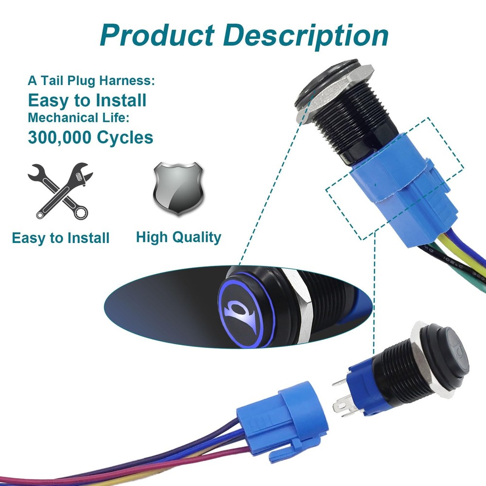 Horn Button, Momentary Push Button Switch, Horn Switch for Car Modification, Pus