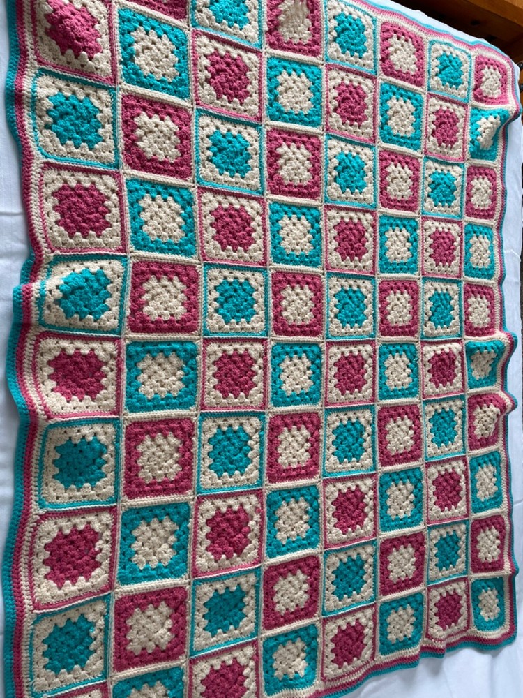 crocheted 44x52 coverlet multicolor