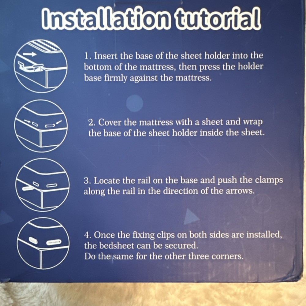 EDCREATY Bed Sheet Holder Lock Strips White Easy Install Keeps Sheets Tight