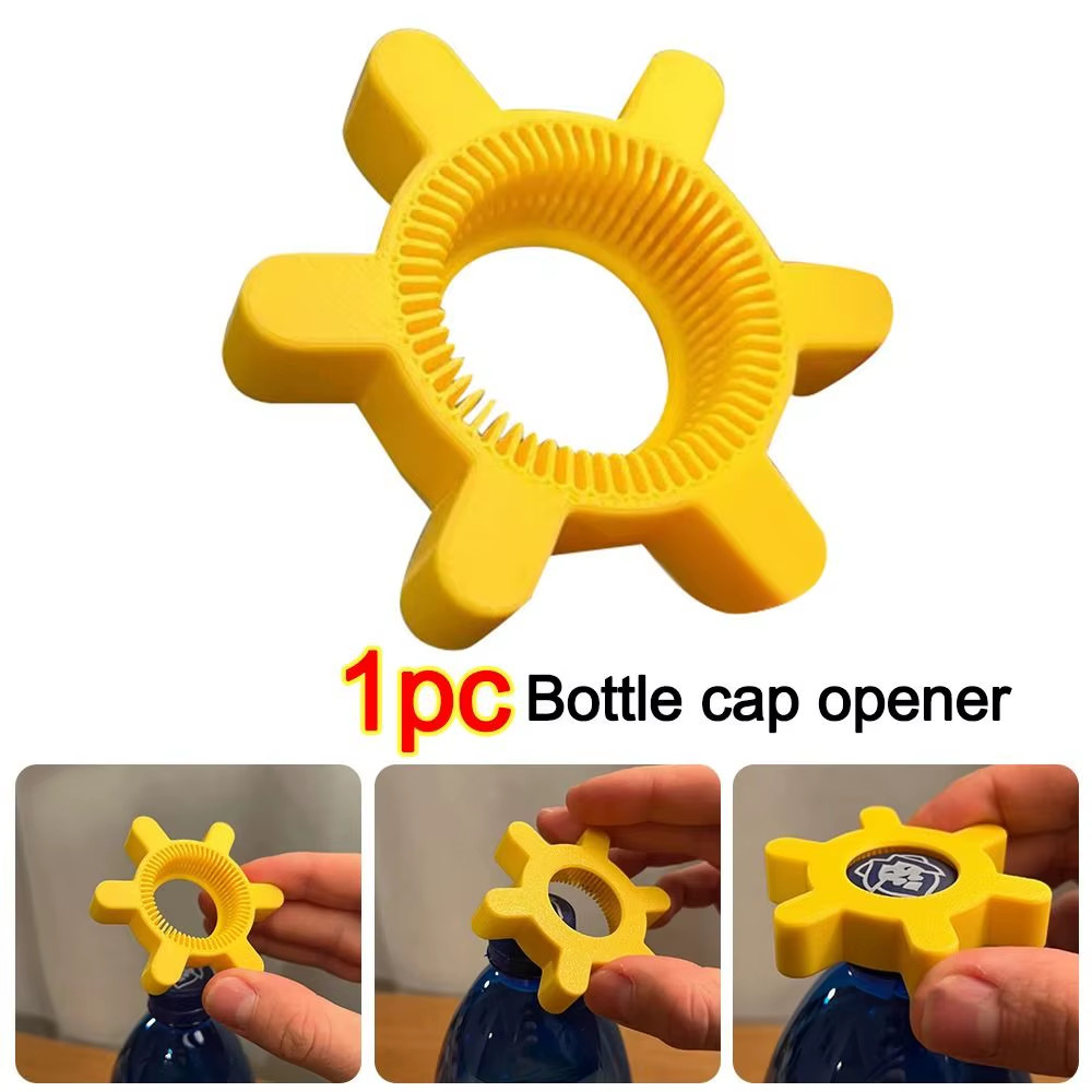 Unique Multi-Function Bottle Cap Opener Yellow Plastic Rotary Bottle Opener Bar