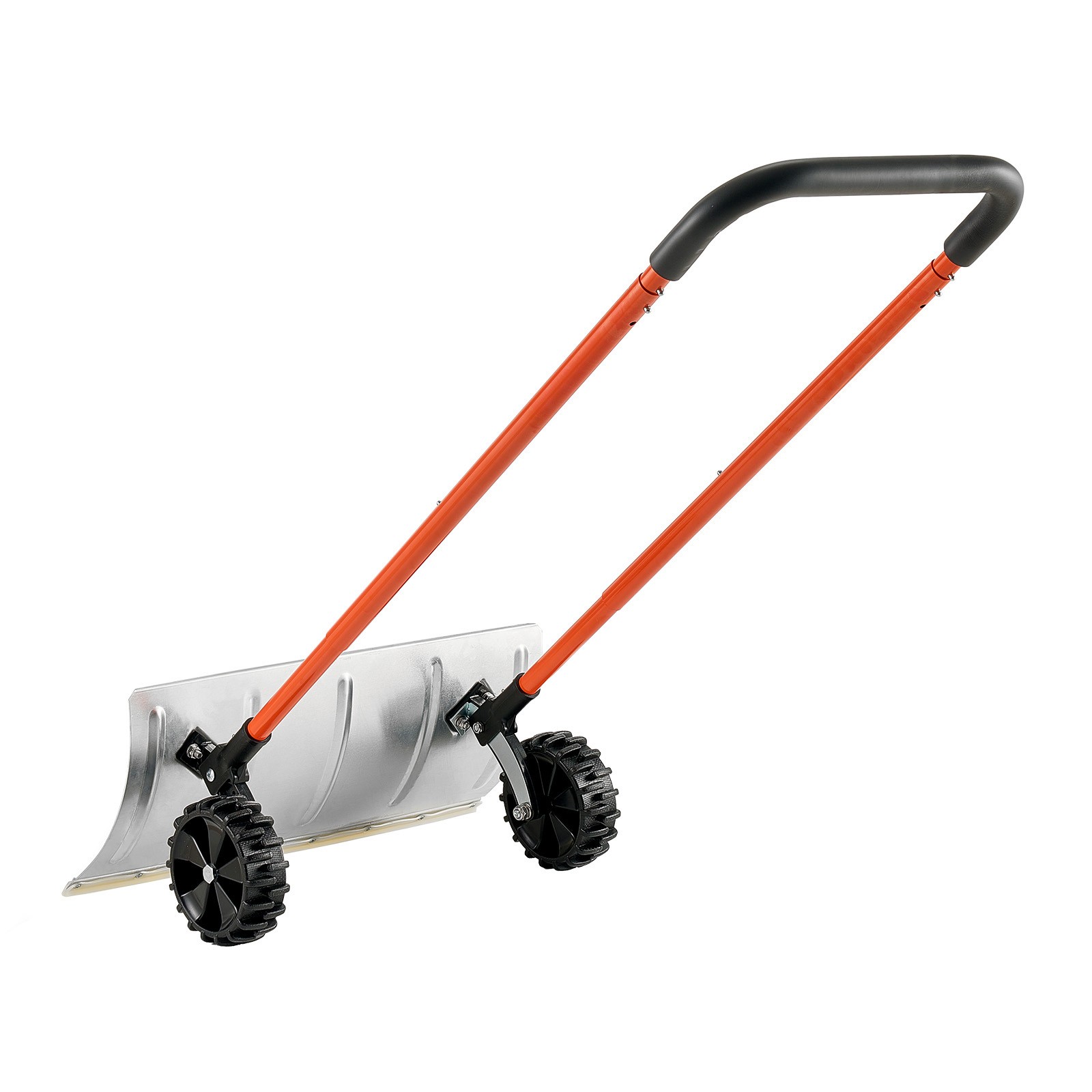 Snow Shovel with Wheels 24" Durable Metal Snow Removal Pusher Plow for Driveway