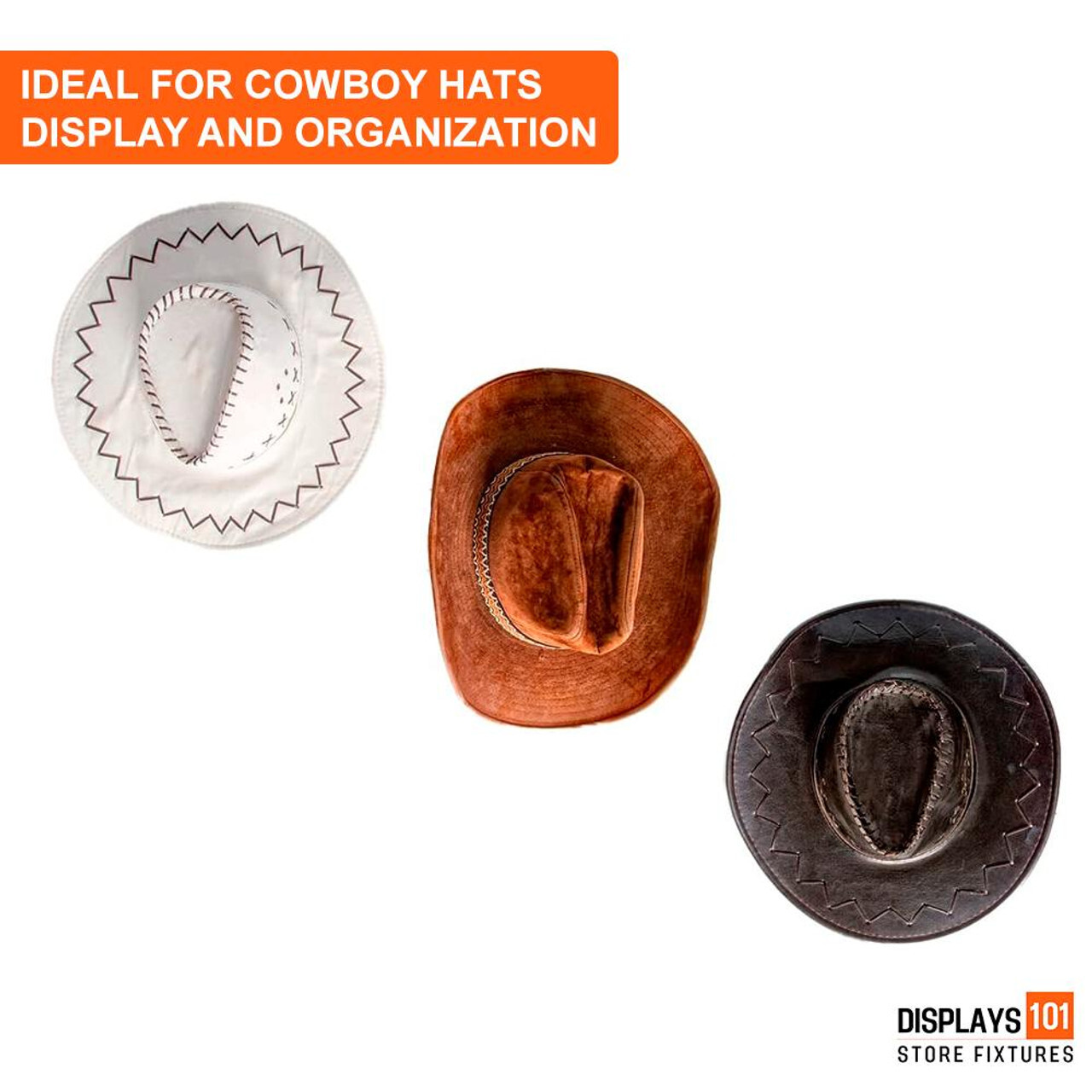 Western Cowboy Hat Chrome Rack Display Holder For Gridwall