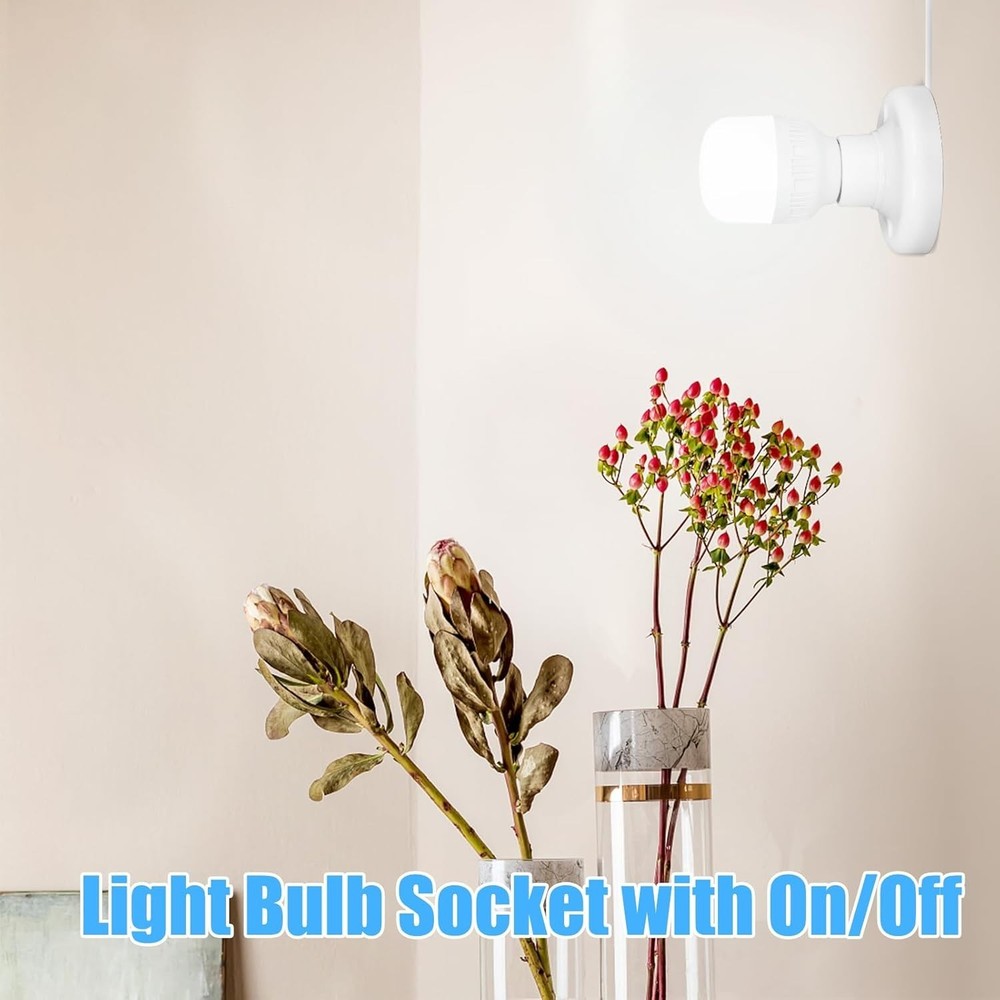 1 Pcs 9.84 Ft Light Socket with Cord E26/ E27 Light Bulb Socket with On/Off Swit