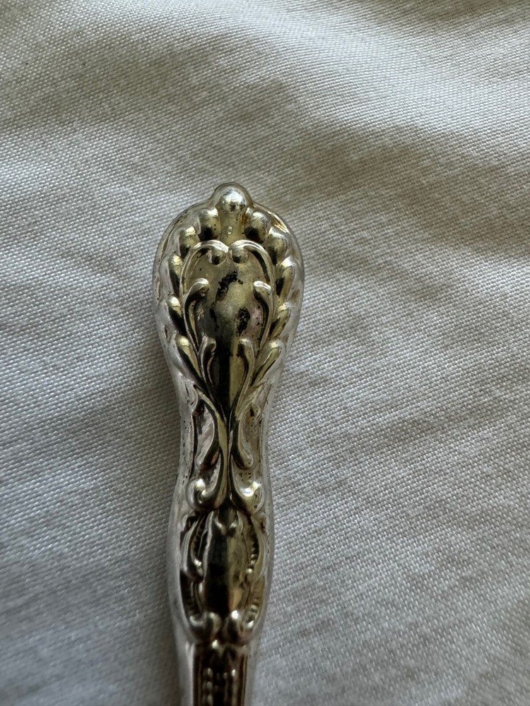 Antique Sterling Silver Handle Button Hook w/ Beaded & Scrolling Design