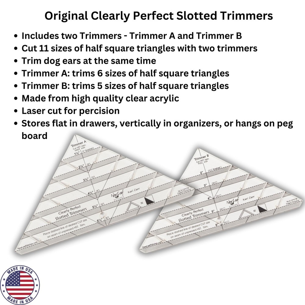 Slotted Trimmer Acrylic Template Ruler Half-Square Triangles Strip Piecing