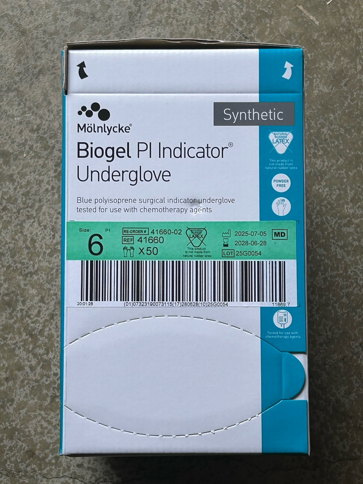 NEW 50 Pairs Molnlycke Biogel PI Indicator Underglove Size 6 Polyisoprene 41660