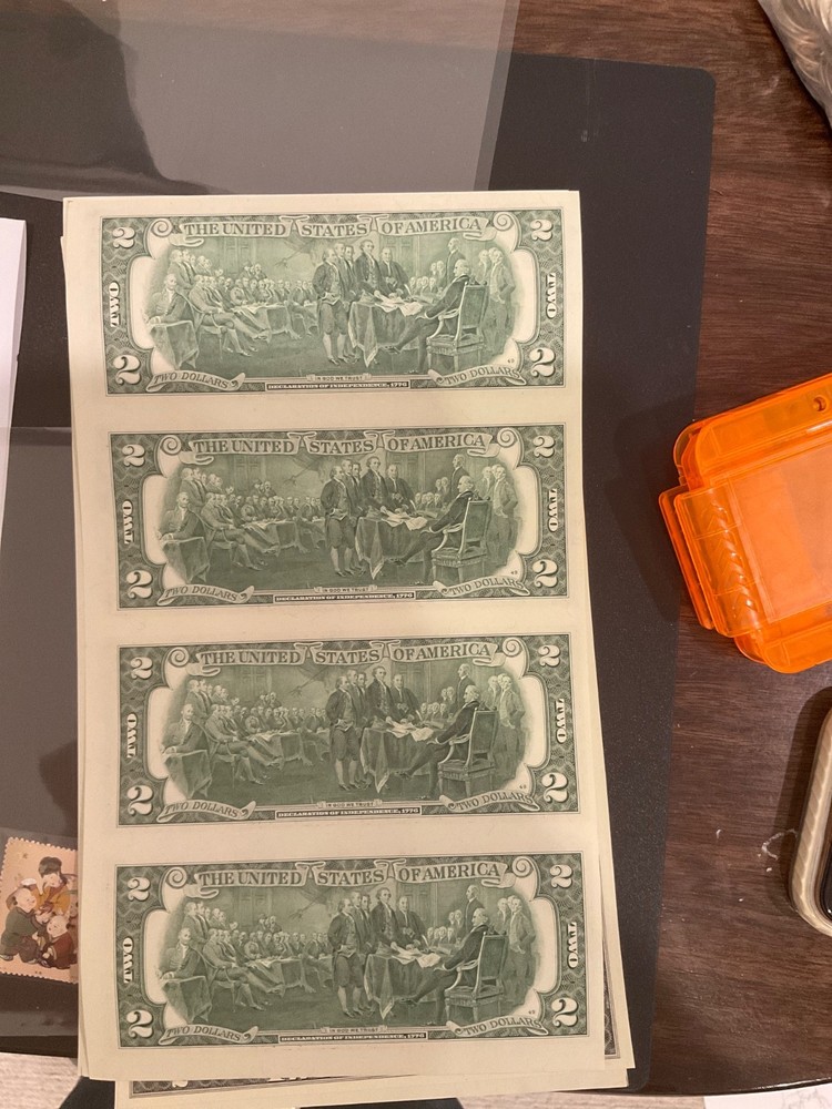 2 Dollar 4 Note Sheet 2013 Face Value $8